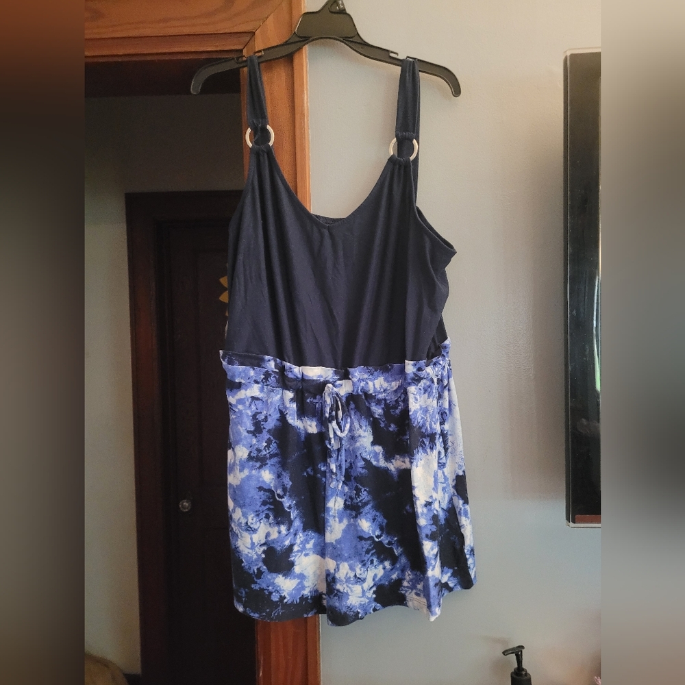 Blue and White Tie-Dye Romper